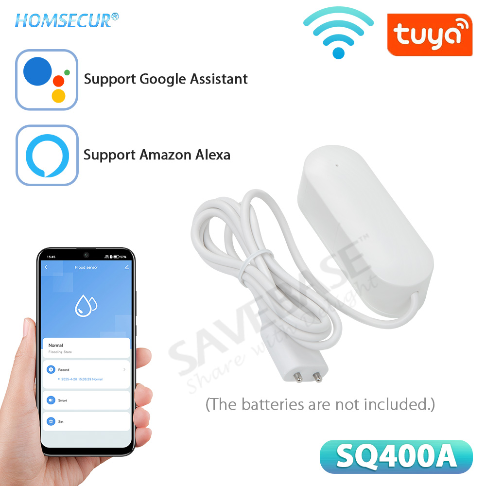 Home Office Google - เครื่องตรวจจับน้ํารั่วแบบไร้สาย 2.4GHz WIFI Tuyasmart APP รีโมทคอนโทรลการแจ้งเตือนแบตเตอรี่ต่ําสําหรับ