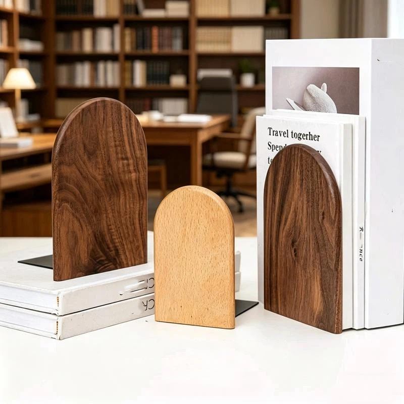 Home Office With Bookshelves - สินค้าใหม่ ที่คั่นหนังสือไม้ธรรมชาติ ชั้นวางหนังสือบนโต๊ะทำงาน อุปกรณ์จัดระเบียบโต๊ะทำงาน อุปกรณ์เสริมสำหรับหนังสือในบ้านและสำนักงาน ที่เก็บหนังสือ