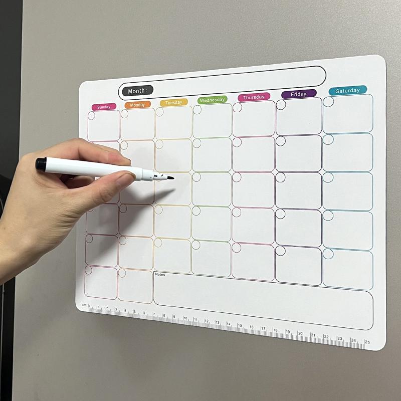 Magnetic Calendar Board - 📚 ปฏิทินแม่เหล็กติดตู้เย็น กระดานไวท์บอร์ดวางแผนรายเดือน กระดานบันทึกข้อความ แผ่นบันทึก ตกแต่งตู้เย็นในครัว