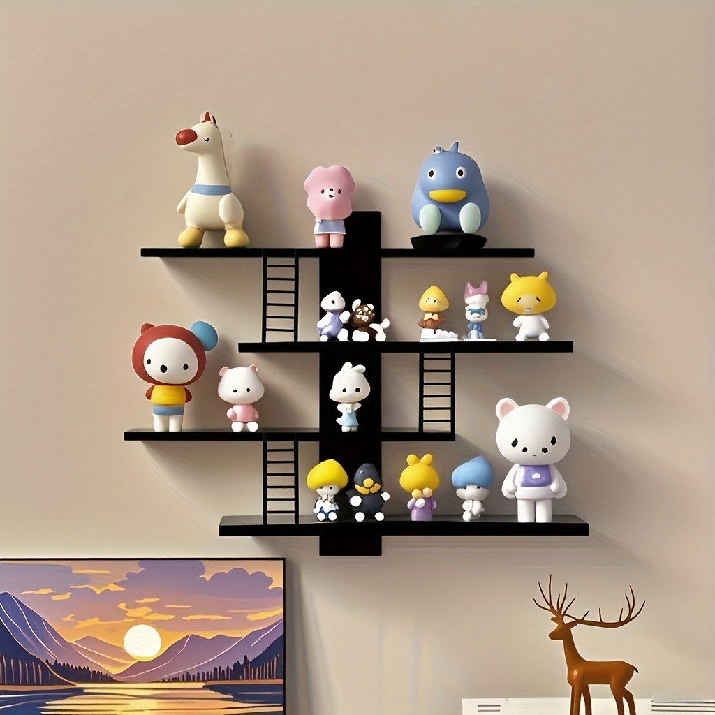 Home Office With Bookshelves - ชั้นวางติดผนังแบบไม่ต้องเจาะ เหมาะสำหรับโฮมออฟฟิศและห้องที่มีธีมอวกาศ - ชั้นวางของพลาสติกอเนกประสงค์พร้อมคลิปแขวน ช่วยประหยัดพื้นที่ ชั้นวางสไตล์โบฮีเมียนสำหรับหนังสือ