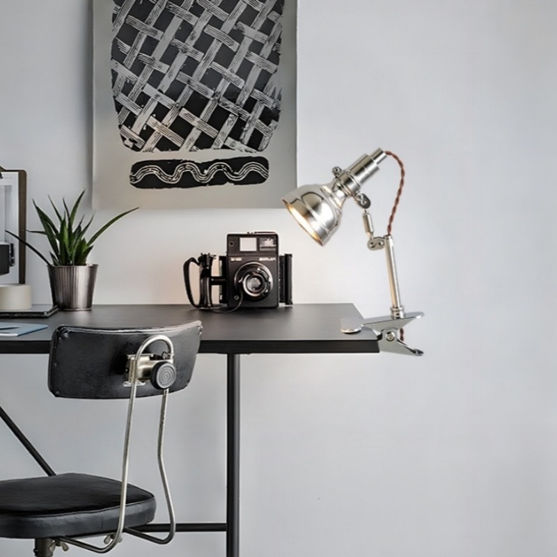 Home Office Of Uk - โคมไฟอ่านหนังสือแบบหนีบสไตล์โมเดิร์นอุตสาหกรรม ทำจากอะลูมิเนียม ใช้สำหรับโต๊ะทำงาน อุปกรณ์เสริมสำหรับโต๊ะในห้องนอน ห้องนั่งเล่น และภายในบ้าน