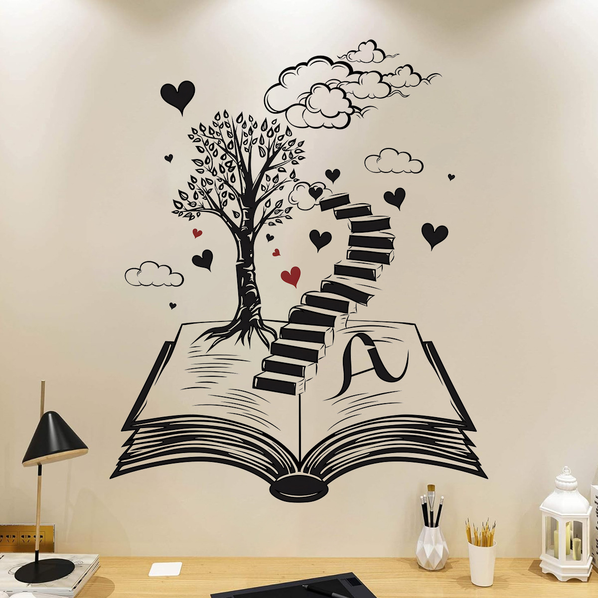 สติกเกอร์ติดผนังสำหรับห้องรับแ - Home Office Wallpaper บทวิจารณ์และราคา
