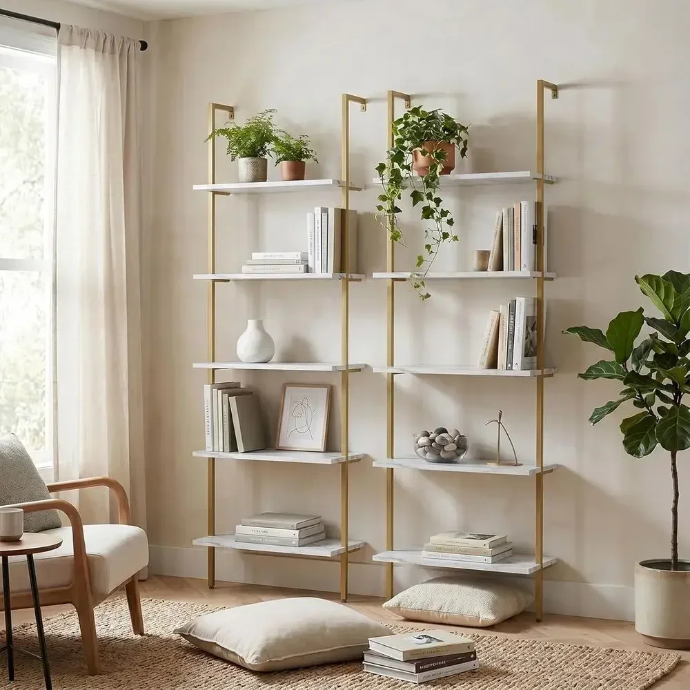 ชั้นวางของติดผนัง 5 ชั้น สีขาว - Home Office With Bookshelves บทวิจารณ์และราคา