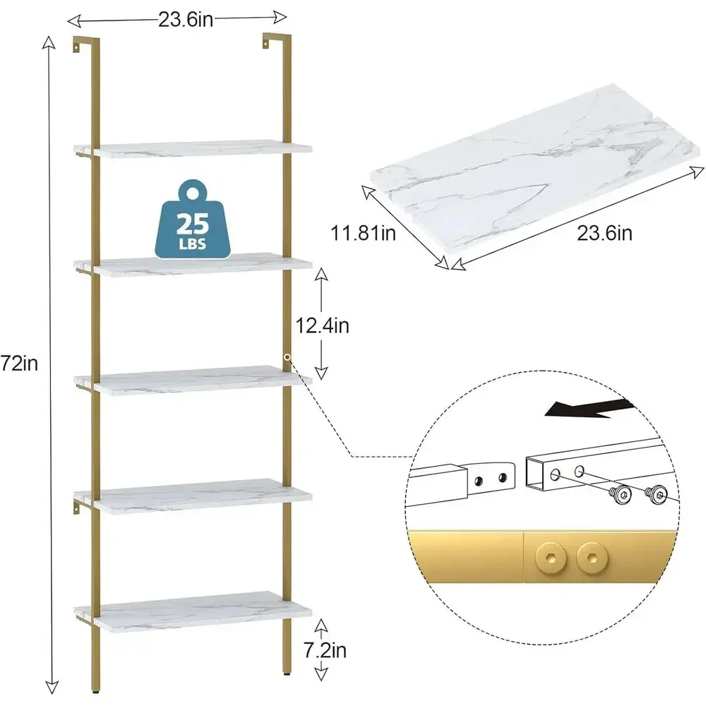 ชั้นวางของติดผนัง 5 ชั้น สีขาว - Home Office With Bookshelves บทวิจารณ์และราคา
