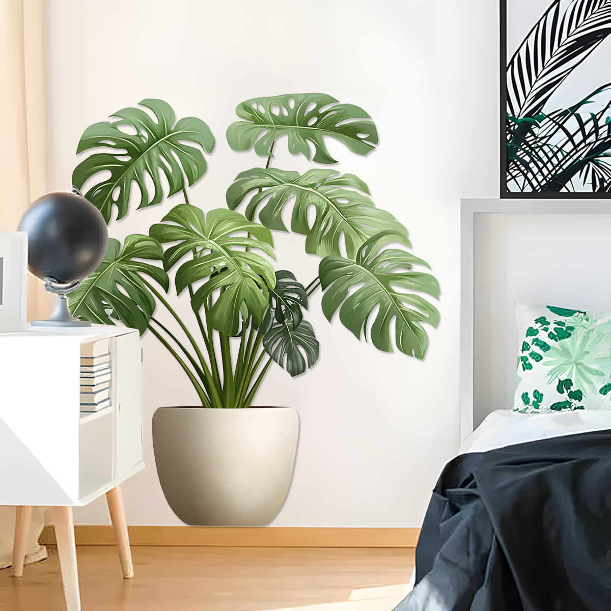 3D สติกเกอร์พืชสีเขียวหม้อผนัง - Home Office Wallpaper บทวิจารณ์และราคา