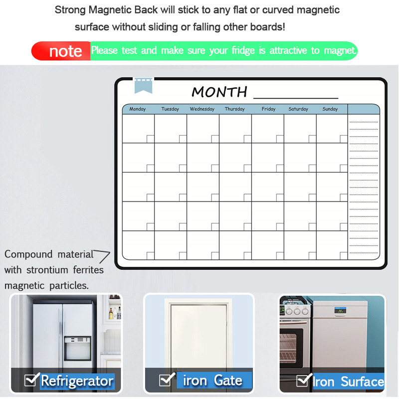 A3 ขนาดแม่เหล็กรายเดือนรายสัปด - Magnetic Calendar Board บทวิจารณ์และราคา