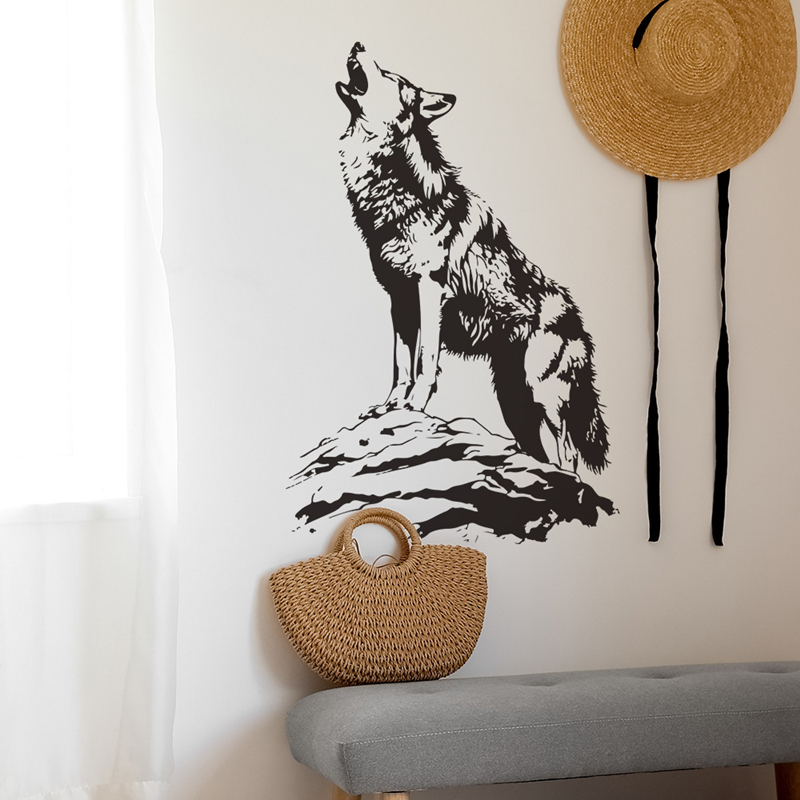 สติ๊กเกอร์ติดผนังลายหมาป่าร้อง - Home Office Wallpaper บทวิจารณ์และราคา