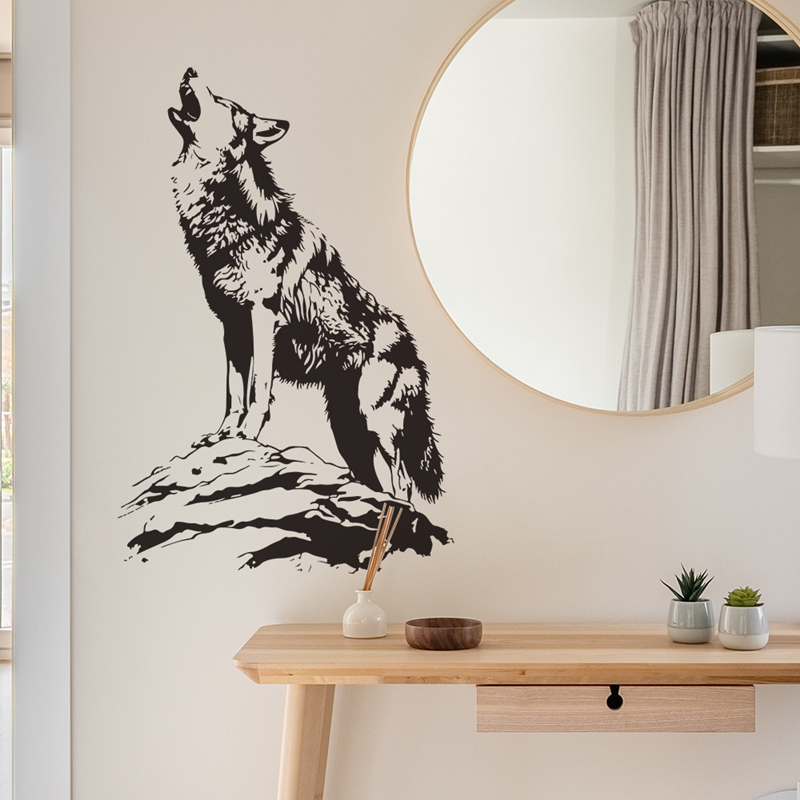สติ๊กเกอร์ติดผนังลายหมาป่าร้อง - Home Office Wallpaper บทวิจารณ์และราคา