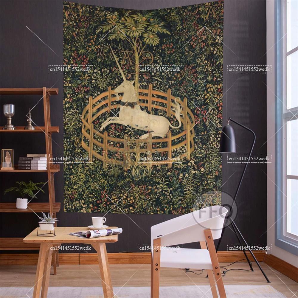 ผ้าคลุมติดผนังลายยูนิคอร์นผ้าเ - Home Office Yoga Room บทวิจารณ์และราคา