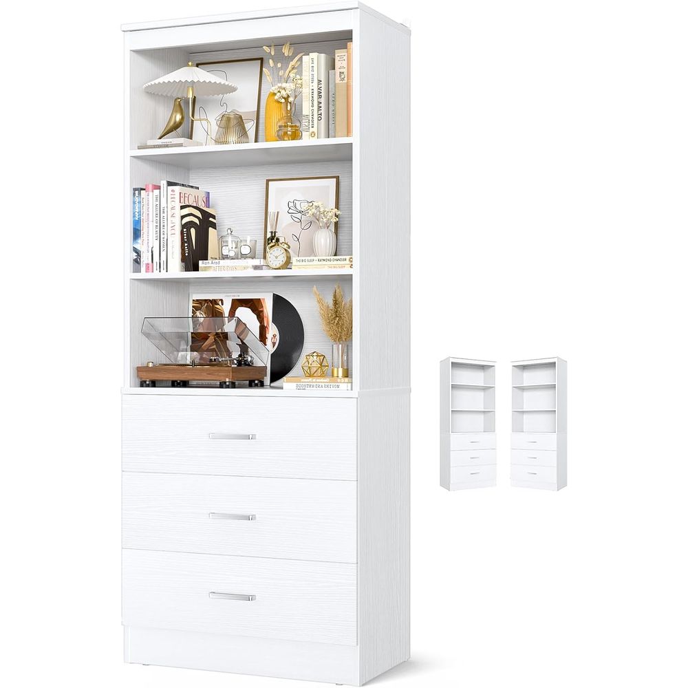 ชั้นวางหนังสือไม้สีขาว 6 ชั้น  - Home Office With Bookshelves บทวิจารณ์และราคา