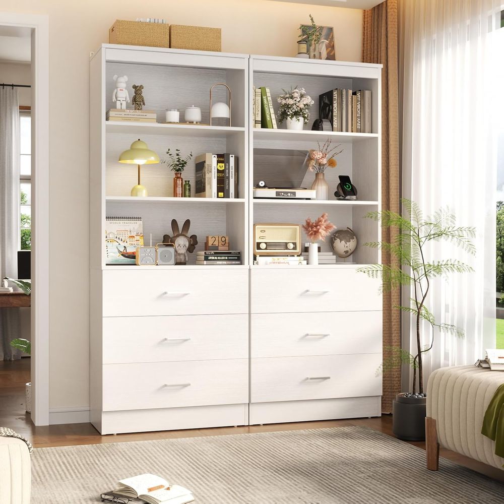 ชั้นวางหนังสือไม้สีขาว 6 ชั้น  - Home Office With Bookshelves บทวิจารณ์และราคา