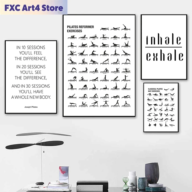 โปสเตอร์แผนภาพการออกกำลังกายพิ - Home Office Yoga Room บทวิจารณ์และราคา