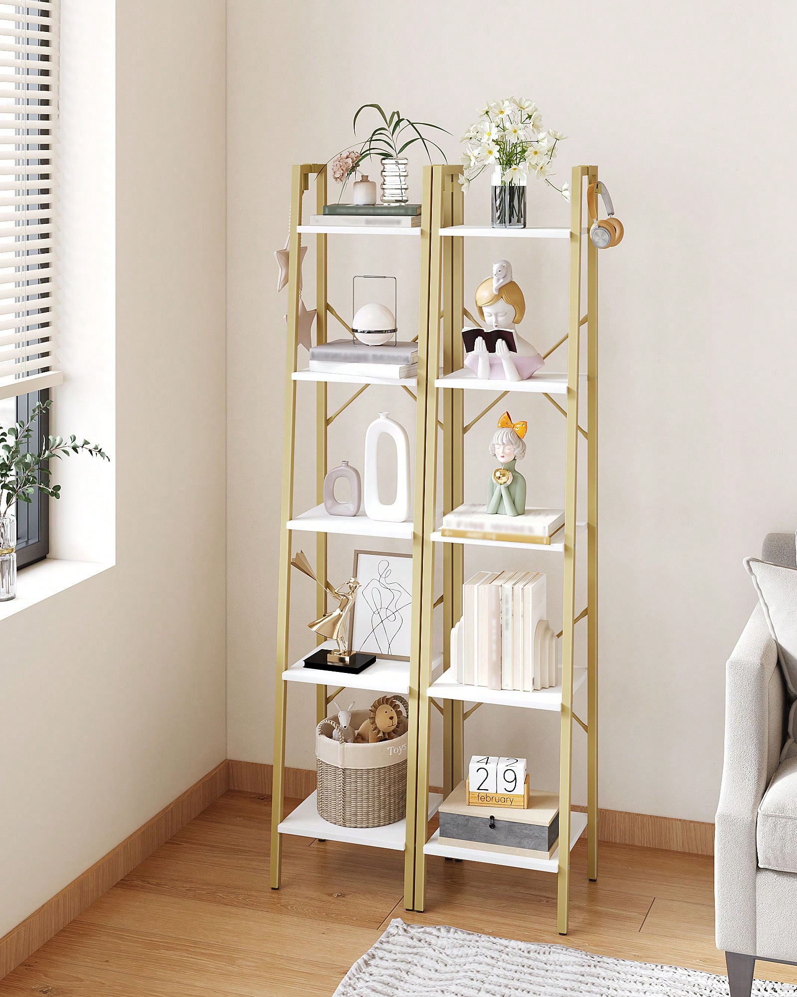 ชั้นวางของแบบ 5 ชั้น สไตล์โมเด - Home Office With Bookshelves บทวิจารณ์และราคา