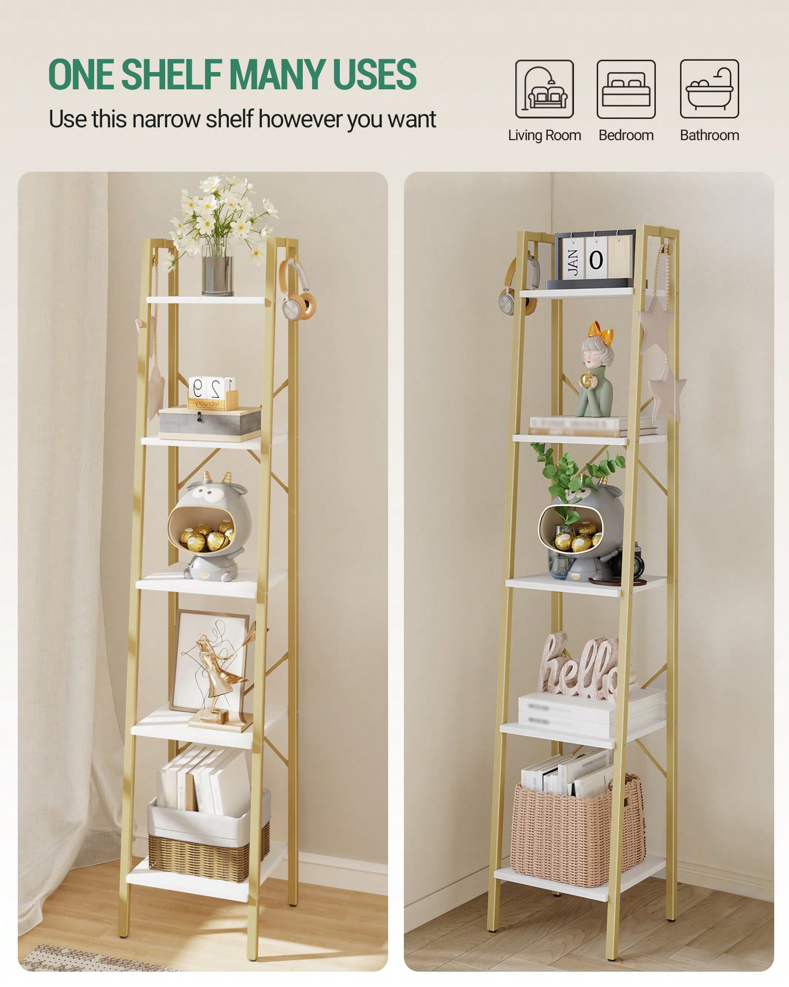ชั้นวางของแบบ 5 ชั้น สไตล์โมเด - Home Office With Bookshelves บทวิจารณ์และราคา